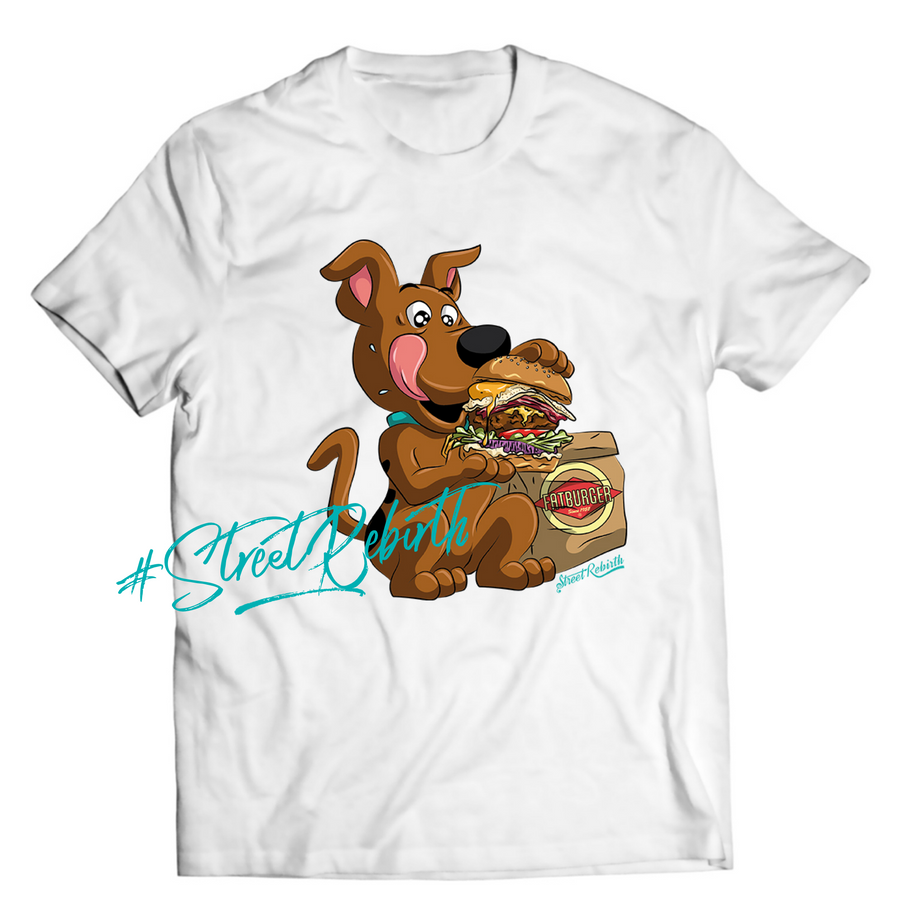 Unisex graphic T-shirt featuring an original food-themed animal-themed humorous illustration