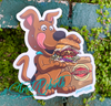 Eating Big Burger Sticker – One 4 Inch Water Proof Vinyl Sticker – For Hydro Flask, Skateboard, Laptop, Planner, Car, Collecting, Gifting