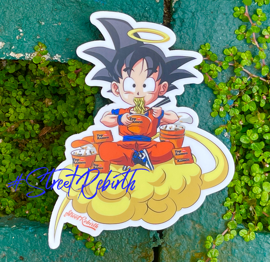 Waterproof vinyl sticker featuring an original humorous cartoon-style illustration
