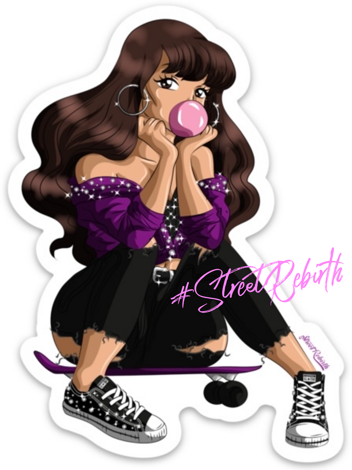 Selena Latina Skater Sticker – One 4 Inch Water Proof Vinyl Sticker – For Hydro Flask, Skateboard, Laptop, Planner, Car, Collecting, Gifting