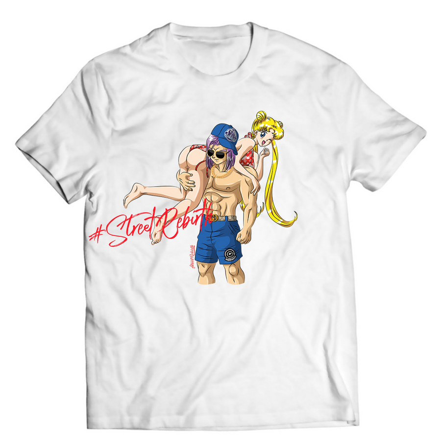Unisex graphic T-shirt featuring an original romantic streetwear humorous illustration