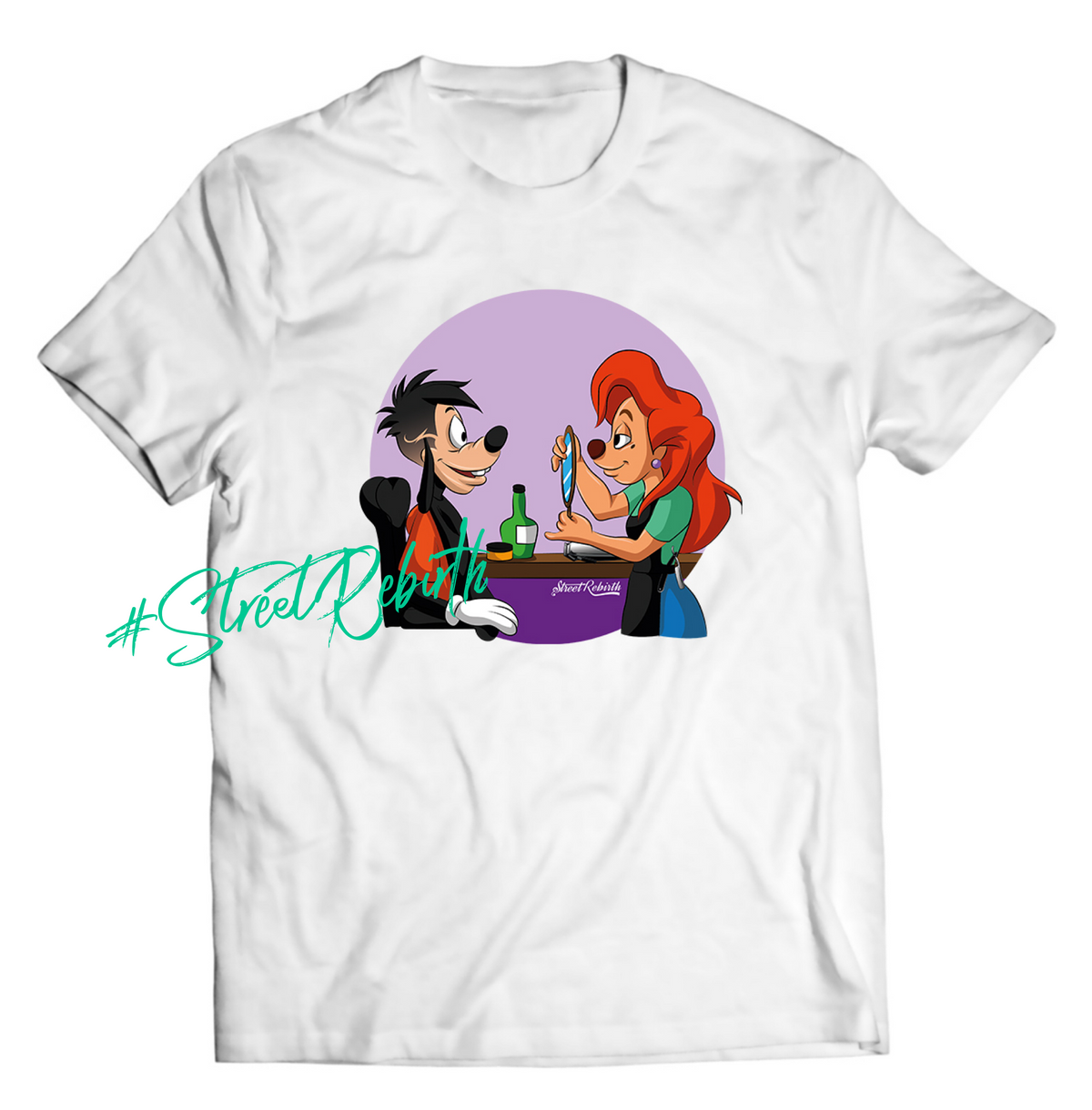 Roxanne Giving Max a Haircut DTG-Printed Shirt – A Playful Disney Moment