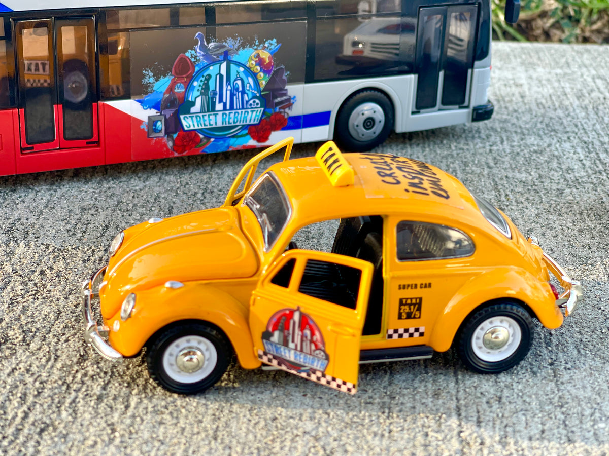 Street Rebirth Vehicles - Taxi Cab Vintage Beetle - 5 x 2 x 2 Inches