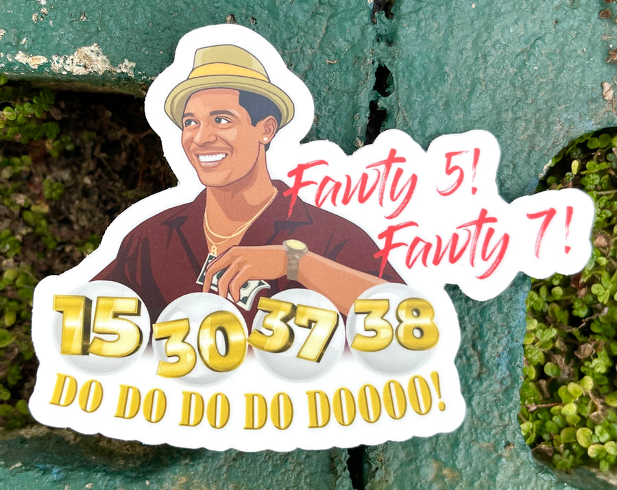 Waterproof vinyl sticker featuring an original humorous illustration