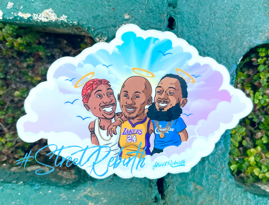 Waterproof vinyl sticker featuring an original hip hop music illustration