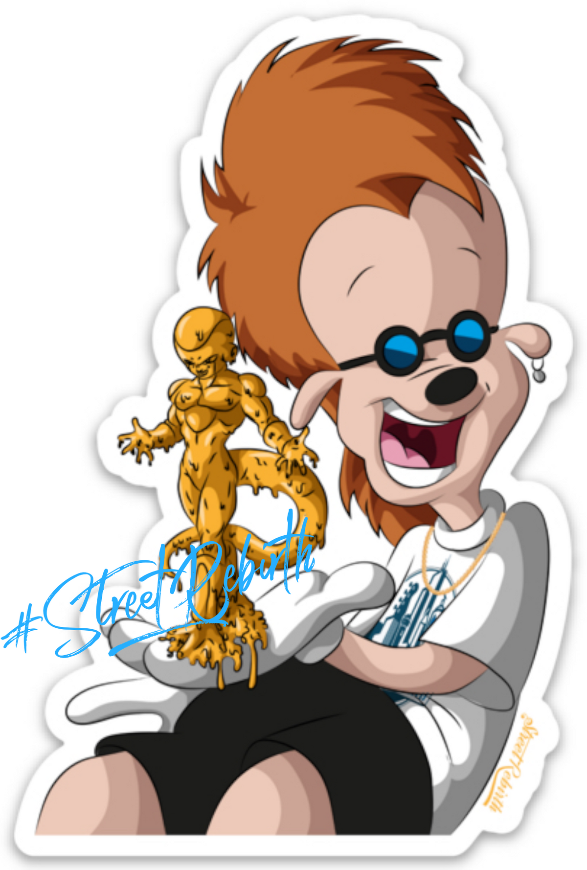 Leaning Tower of Freeza – A Goofy Anime Crossover Vinyl Sticker (4-inch, Glossy, Waterproof)