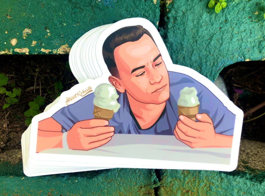 Waterproof vinyl sticker featuring an original food-themed illustration