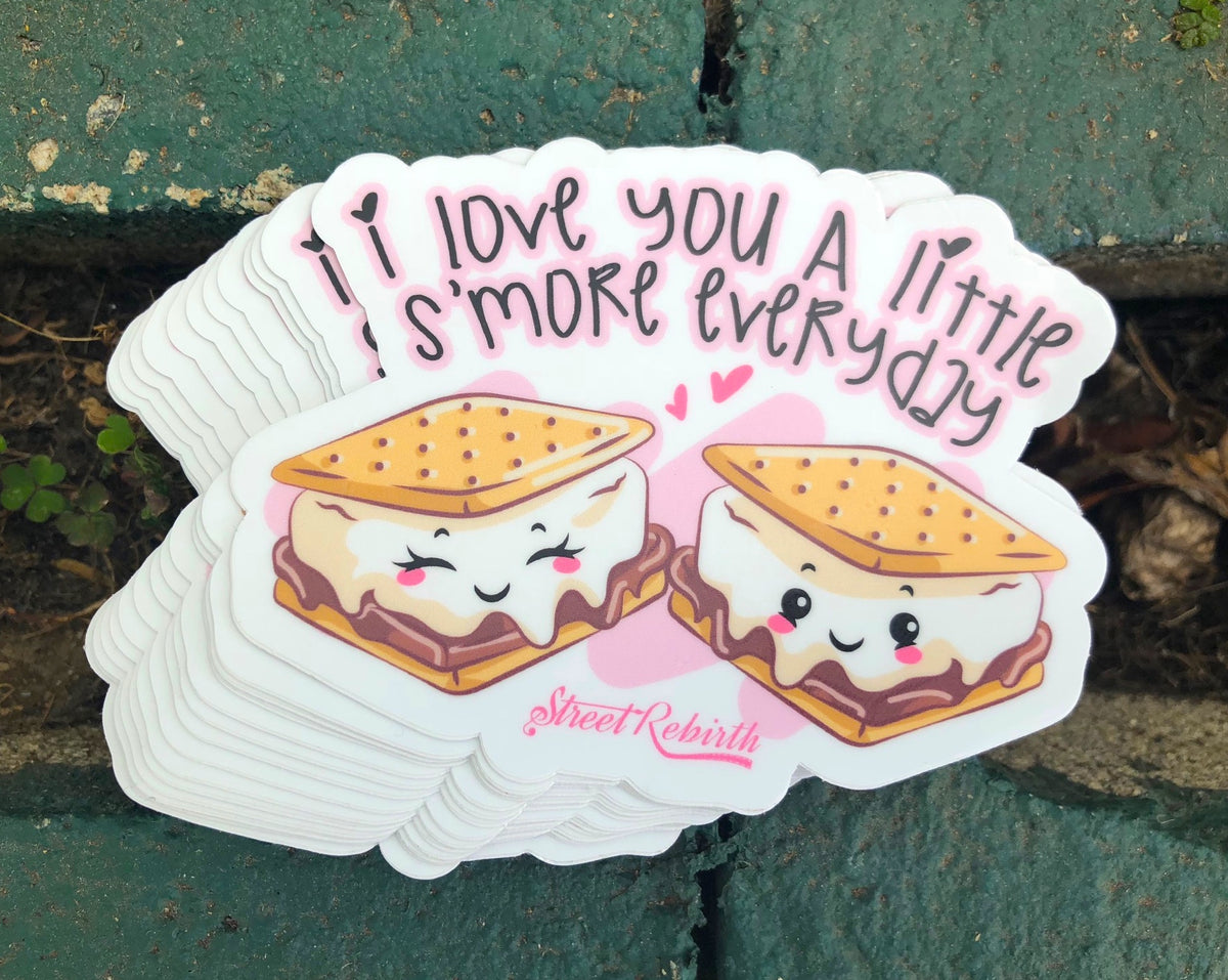 1 I Love You A Little S&#39;more Everyday Sticker – One 4 Inch Water Proof Vinyl Sticker – For Hydro Flask, Skateboard, Laptop, Planner, Car, Collecting, Gifting