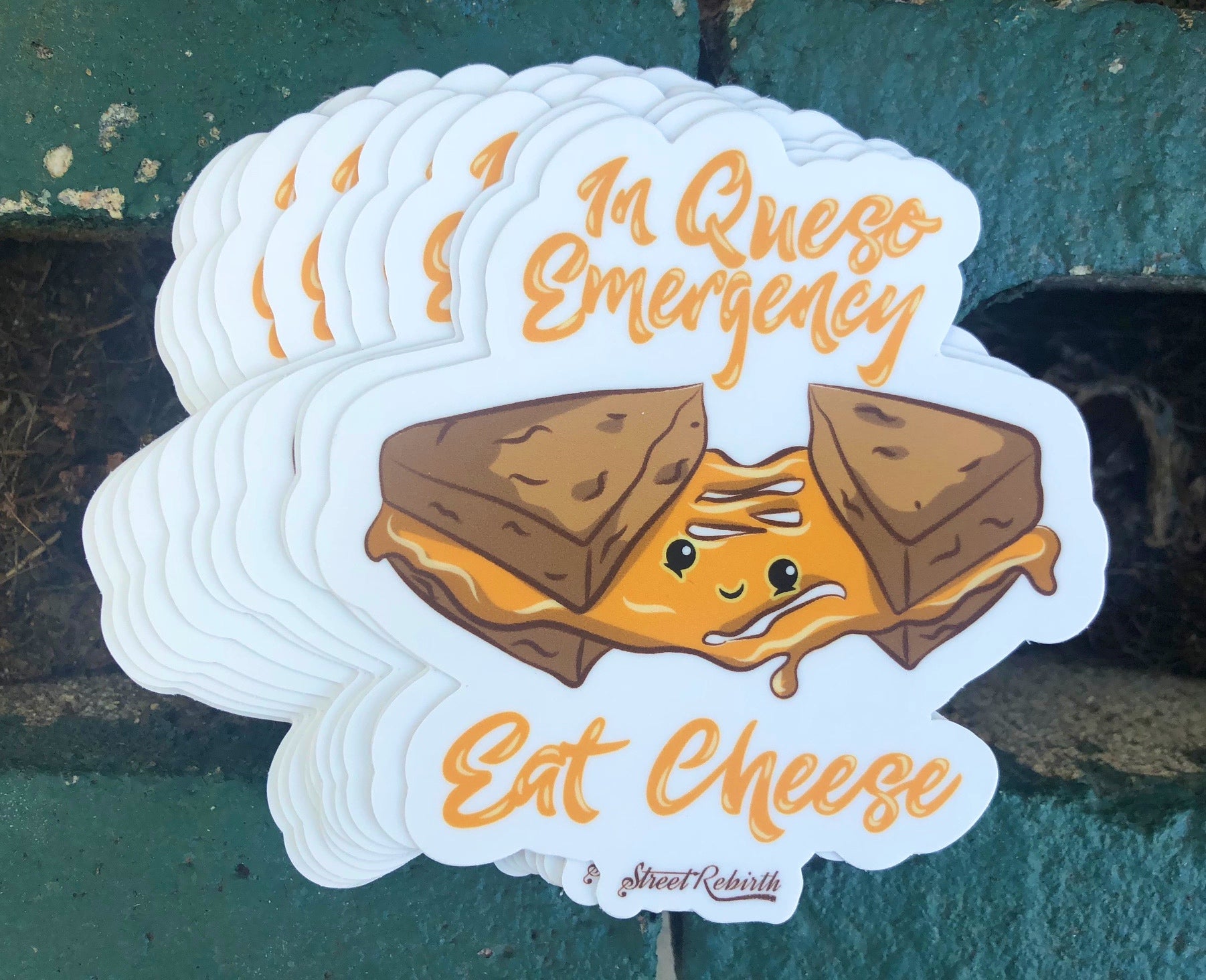 1 In Queso Emergency Eat Cheese Sticker – One 4 Inch Water Proof Vinyl Sticker – For Hydro Flask, Skateboard, Laptop, Planner, Car, Collecting, Gifting