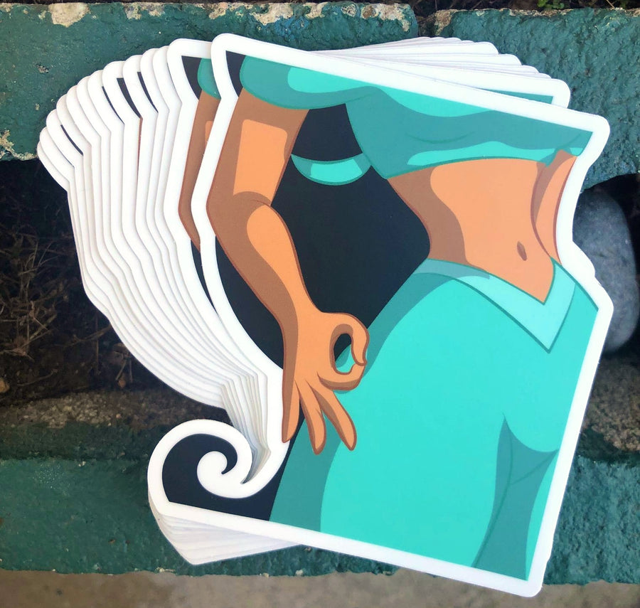 Waterproof vinyl sticker featuring an original colorful illustration
