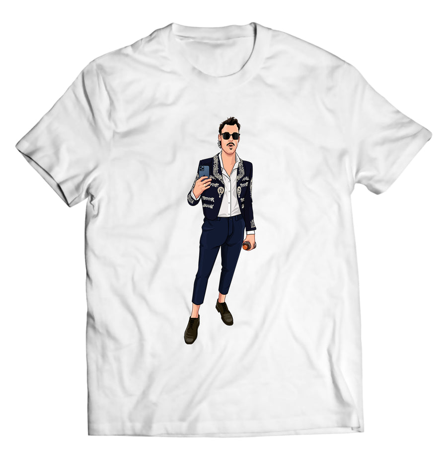 Unisex graphic T-shirt featuring an original baseball Latin music illustration