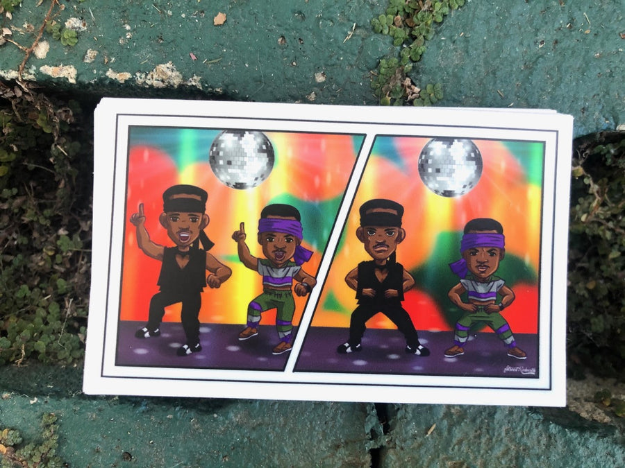 Waterproof vinyl sticker featuring an original colorful illustration