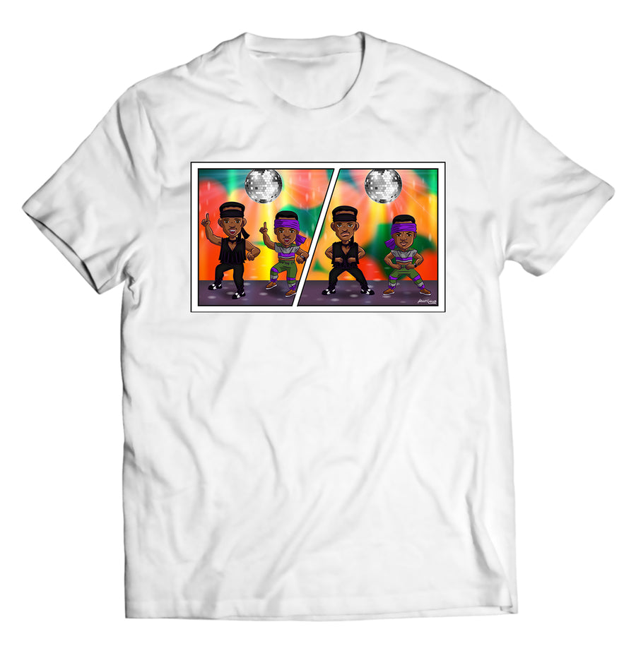 Unisex graphic T-shirt featuring an original music humorous retro illustration