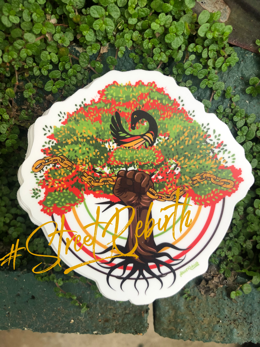 Waterproof vinyl sticker featuring an original colorful illustration
