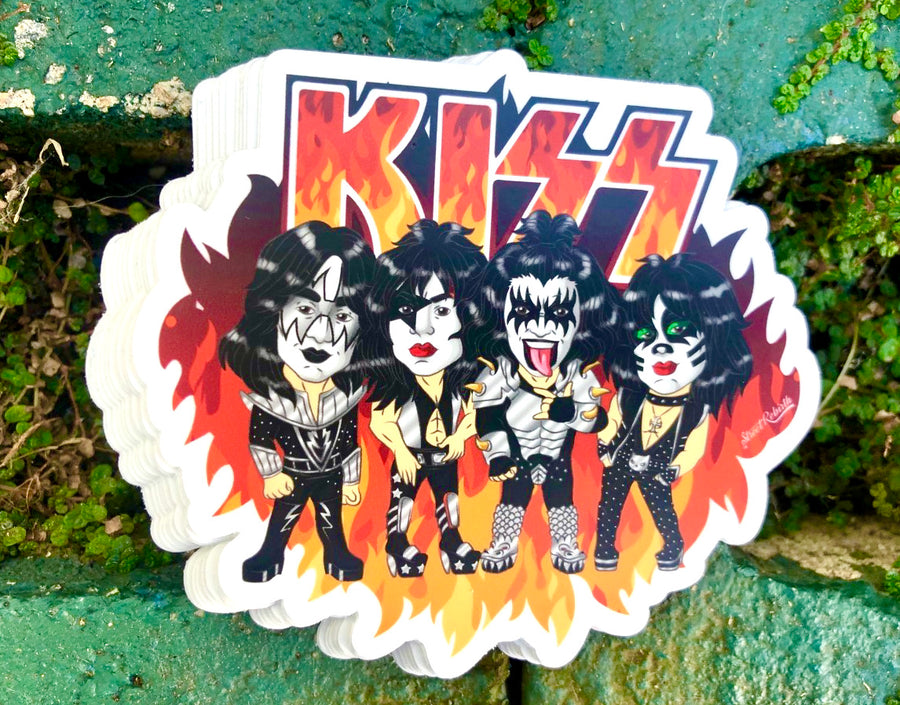 Waterproof vinyl sticker featuring an original music illustration