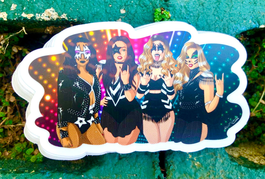 Waterproof vinyl sticker featuring an original music illustration