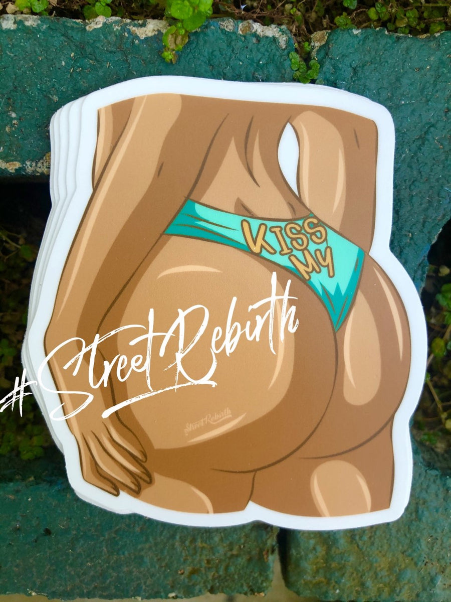 Waterproof vinyl sticker featuring an original romantic humorous illustration
