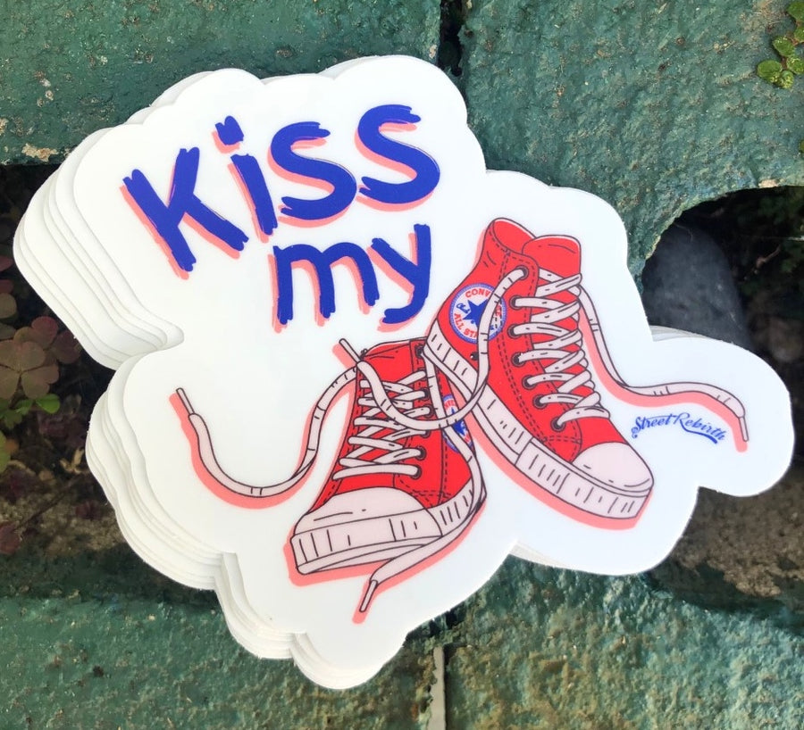 Waterproof vinyl sticker featuring an original romantic humorous retro illustration