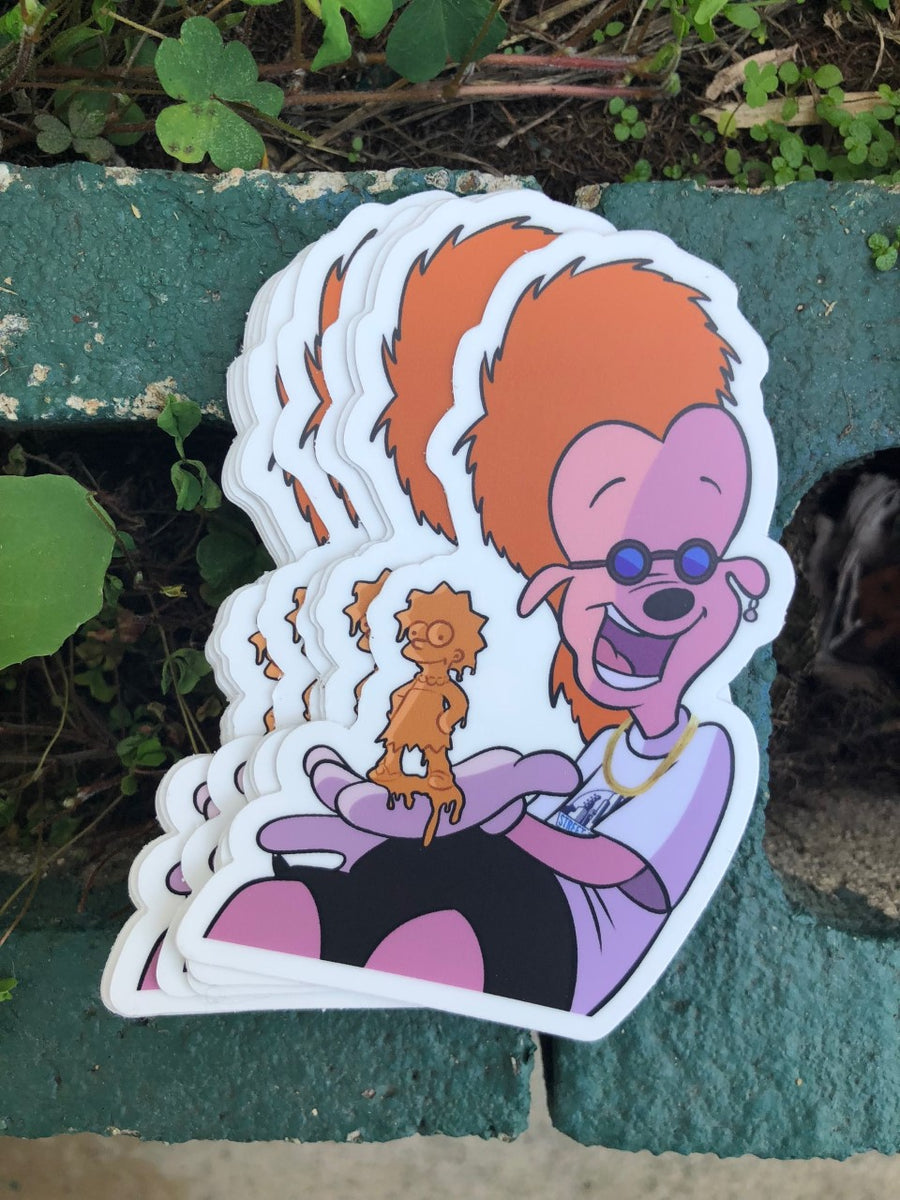 Waterproof vinyl sticker featuring an original humorous retro illustration