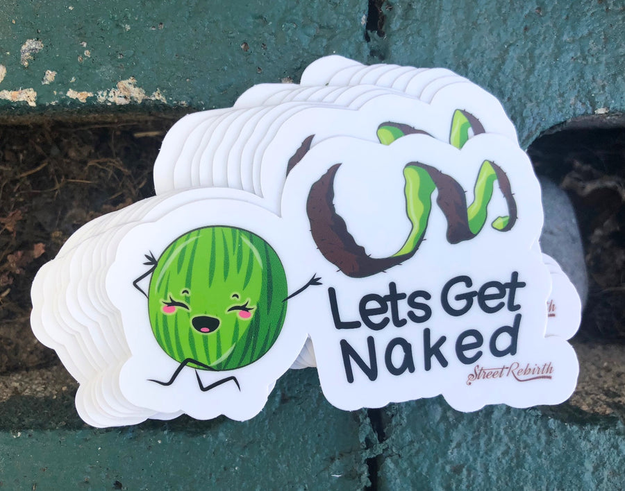 Waterproof vinyl sticker featuring an original humorous illustration