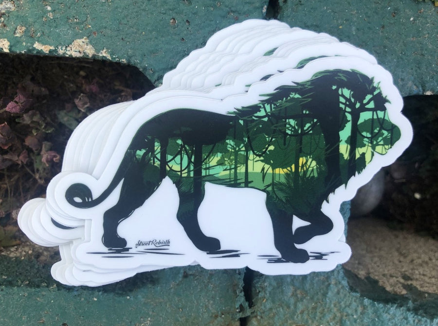 Waterproof vinyl sticker featuring an original colorful illustration