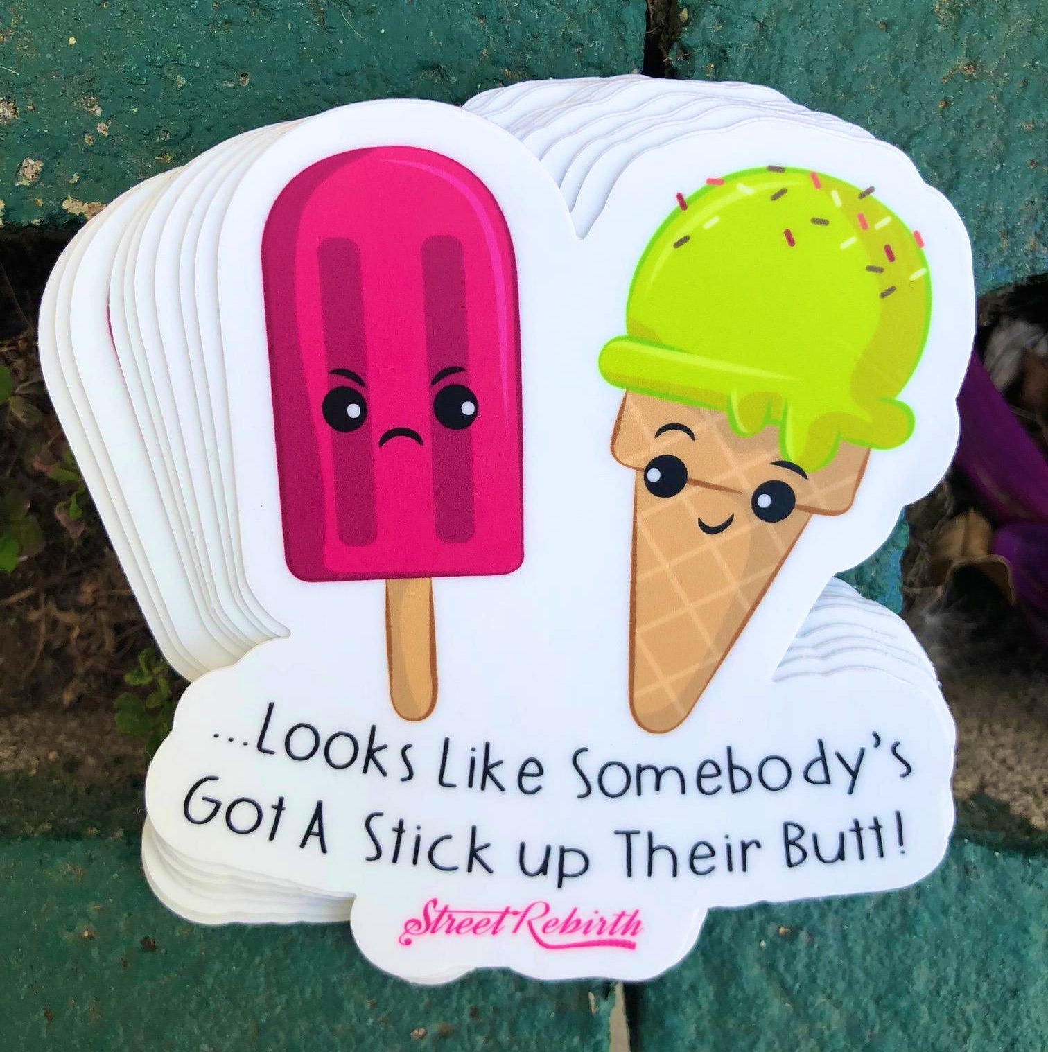 1 Looks Like somebody's got a stick up their butt! Sticker – One 4 Inch Water Proof Vinyl Sticker – For Hydro Flask, Skateboard, Laptop, Planner, Car, Collecting, Gifting