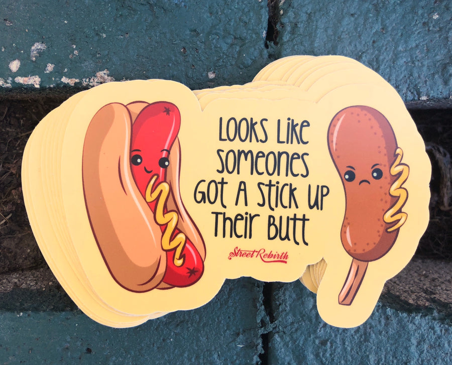 Waterproof vinyl sticker featuring an original humorous illustration