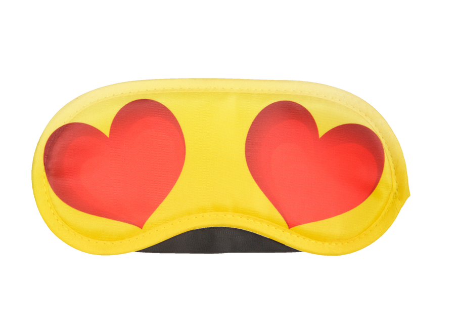 Reusable sleep eye mask with an original romantic humorous printed design