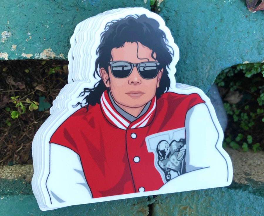 King of Pop music legend tribute portrait sticker in bold flat color art