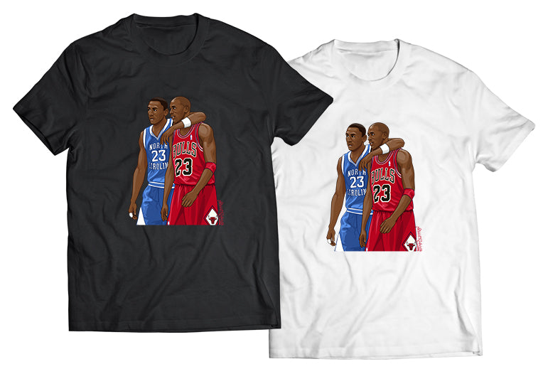 Michael Jordan North Carolina & Chicago Bulls T-Shirt – Young MJ Meets GOAT Era, Basketball Legend Graphic Tee for Fans & Collectors