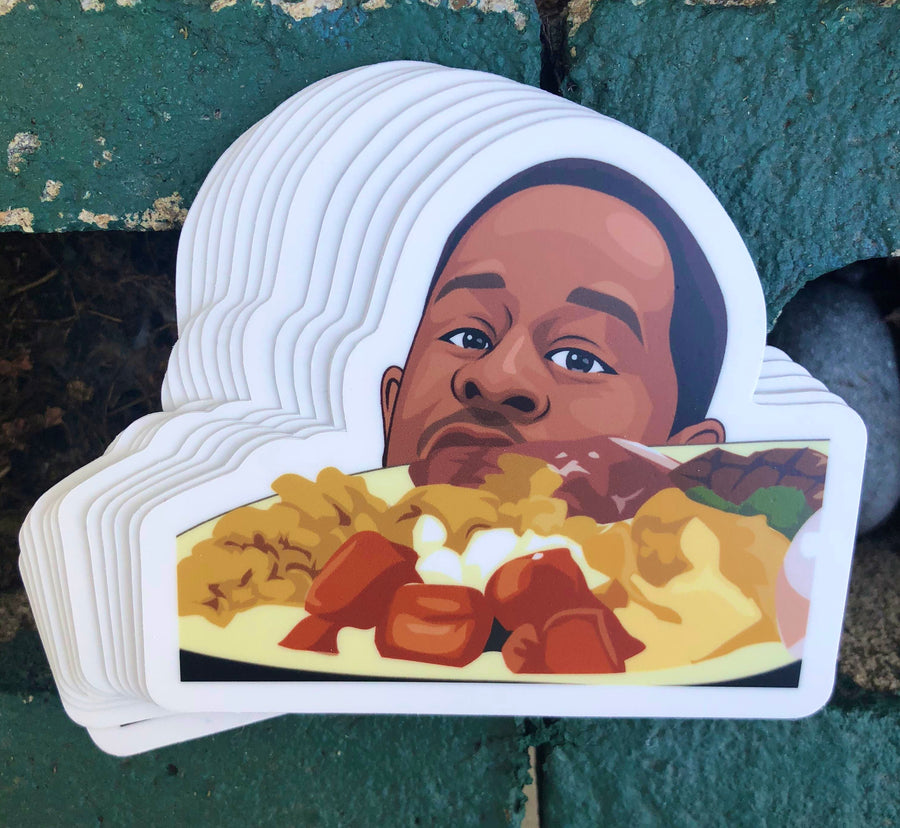 90s sitcom Thanksgiving holiday episode comedy sticker in bold flat color art