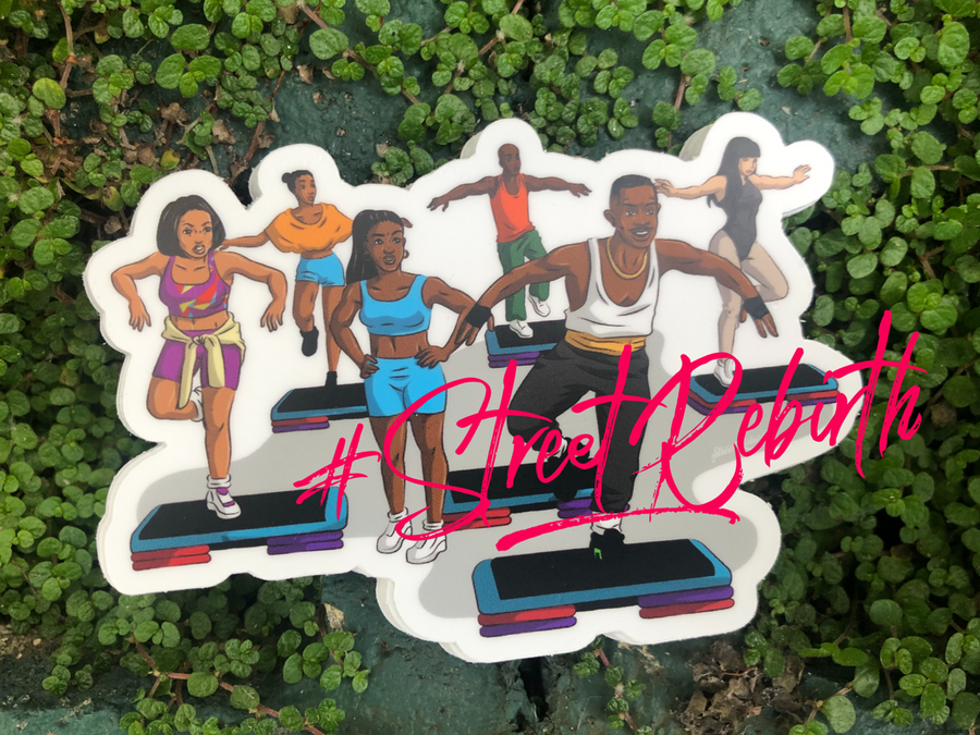 Waterproof vinyl sticker featuring an original humorous retro illustration