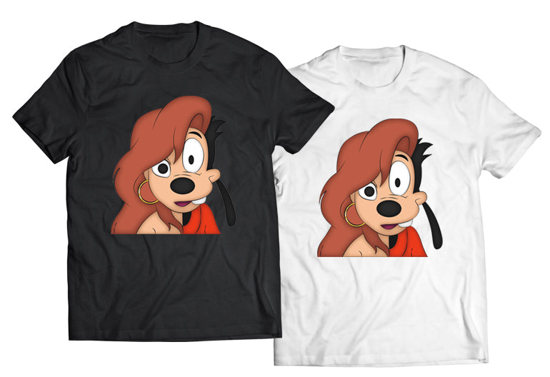 Half Face Max & Roxanne DTG-Printed Shirt – A Dynamic Disney Duo