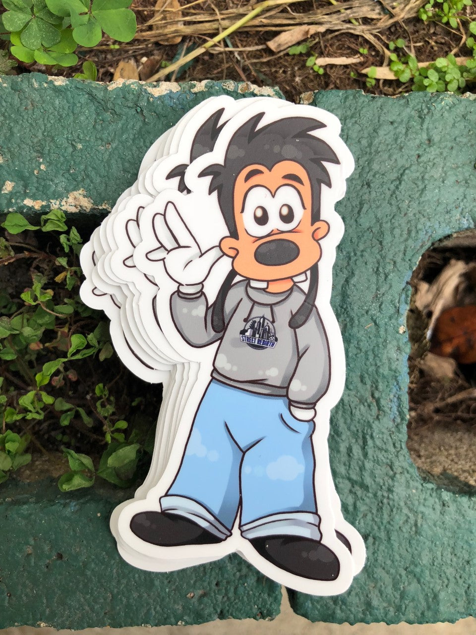 Max in Street Rebirth Hoodie Vinyl Sticker – Edgy A Goofy Movie Design