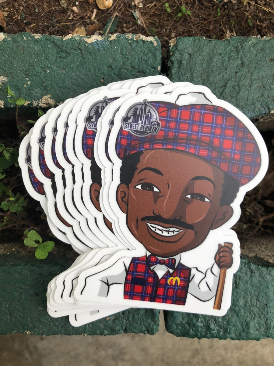 Waterproof vinyl sticker featuring an original humorous retro illustration