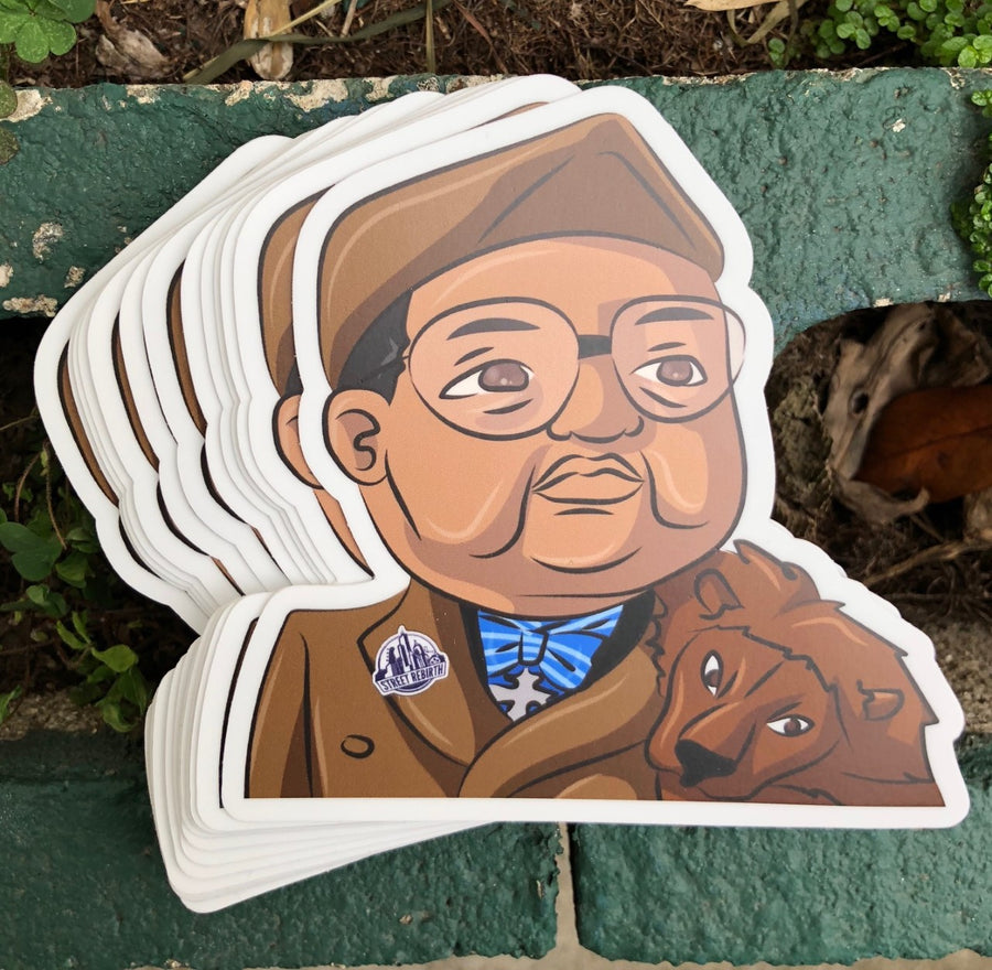 90s comedy sticker of the outraged royal father asking my son works, 4 inch waterproof vinyl decal