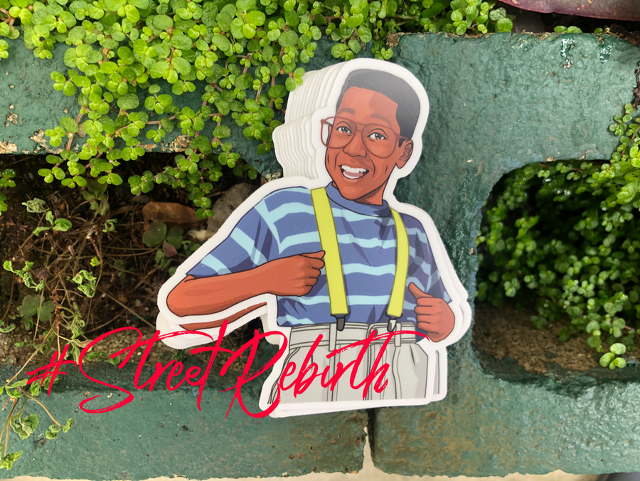 Waterproof vinyl sticker featuring an original humorous retro illustration