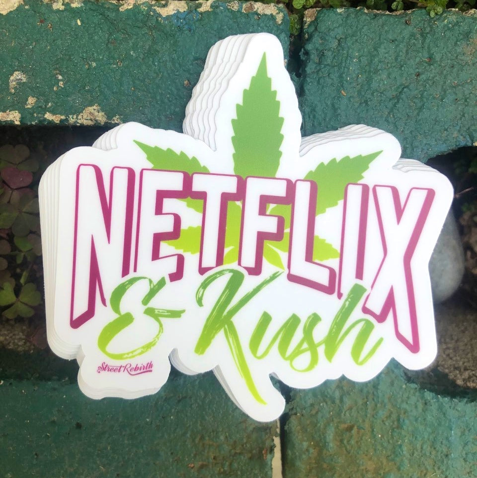 Netflix And Kush Sticker – One 4 Inch Water Proof Vinyl  Sticker – For Hydro Flask, Skateboard, Laptop, Planner, Car, Collecting, Gifting