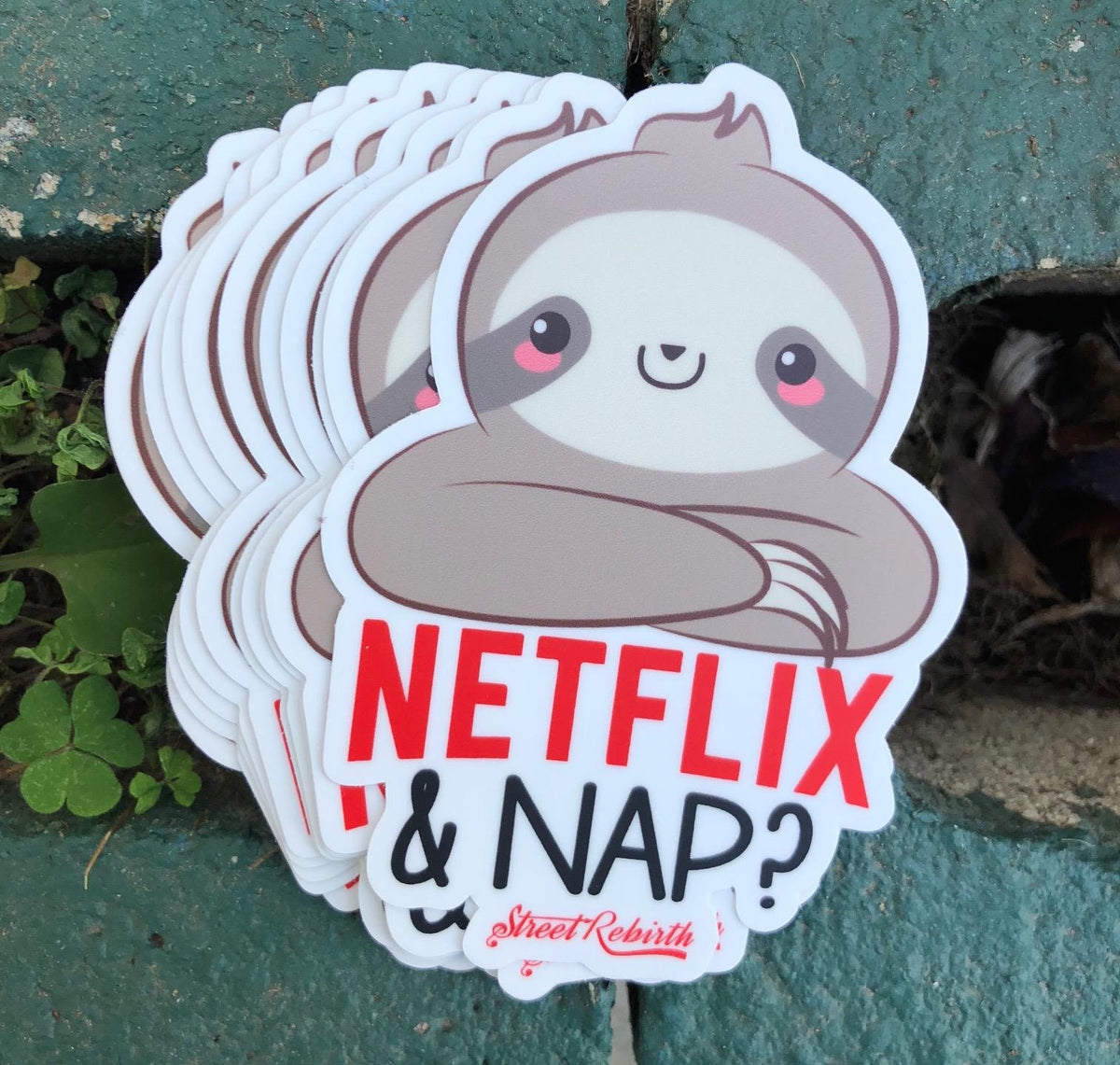 Netflix And Nap Sloth Sticker – 4 Inch Water Proof Vinyl Sticker – For Hydro Flask, Skateboard, Laptop, Planner, Car, Collecting, Gifting