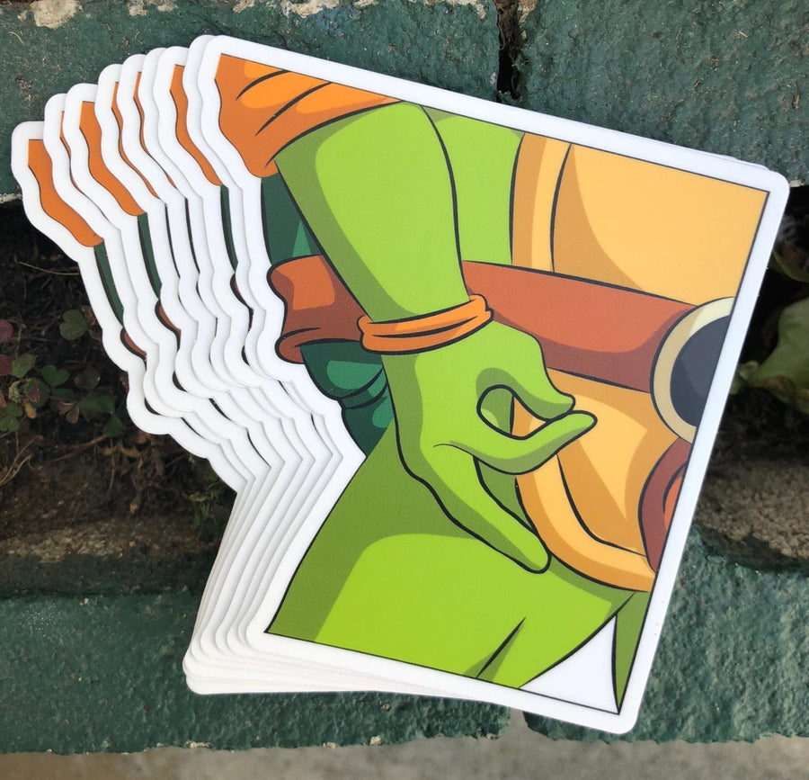 Got Em sneakerhead meme sticker with a ninja turtle crew holding sneakers