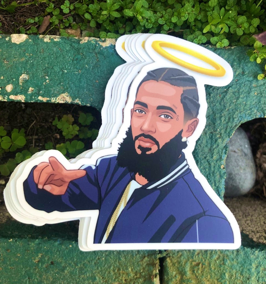 West Coast rap legend tribute portrait sticker in a blue colorway