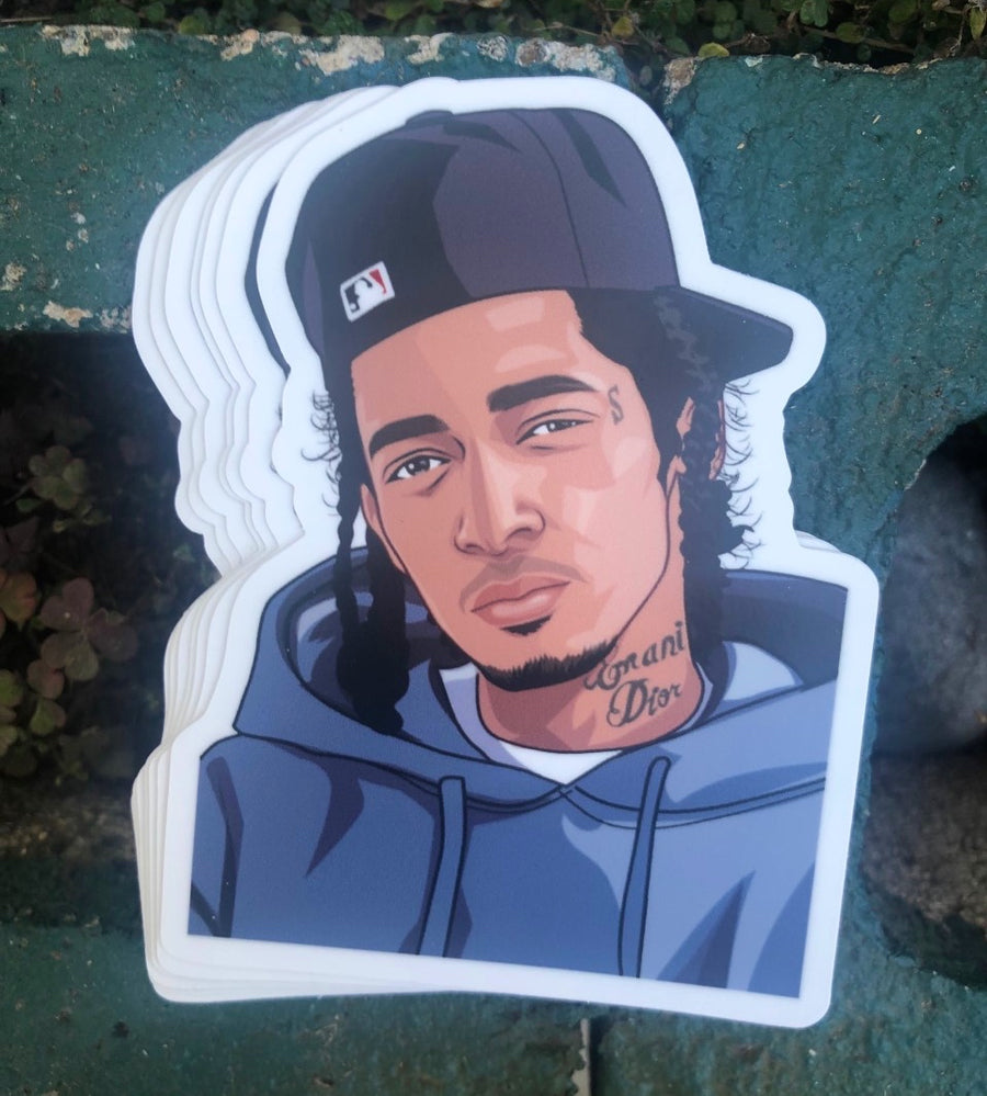 West Coast rap legend early era young portrait tribute sticker