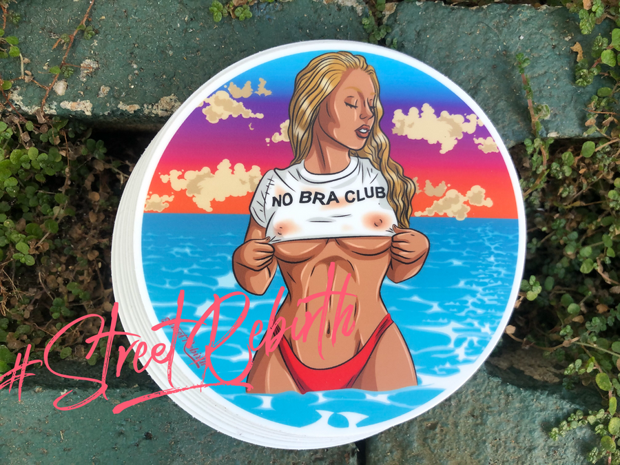 Waterproof vinyl sticker featuring an original humorous illustration