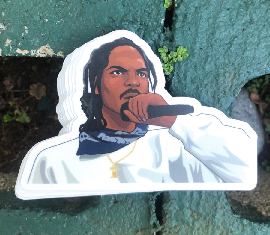 West Coast hip hop sticker with no love for the West Coast attitude art