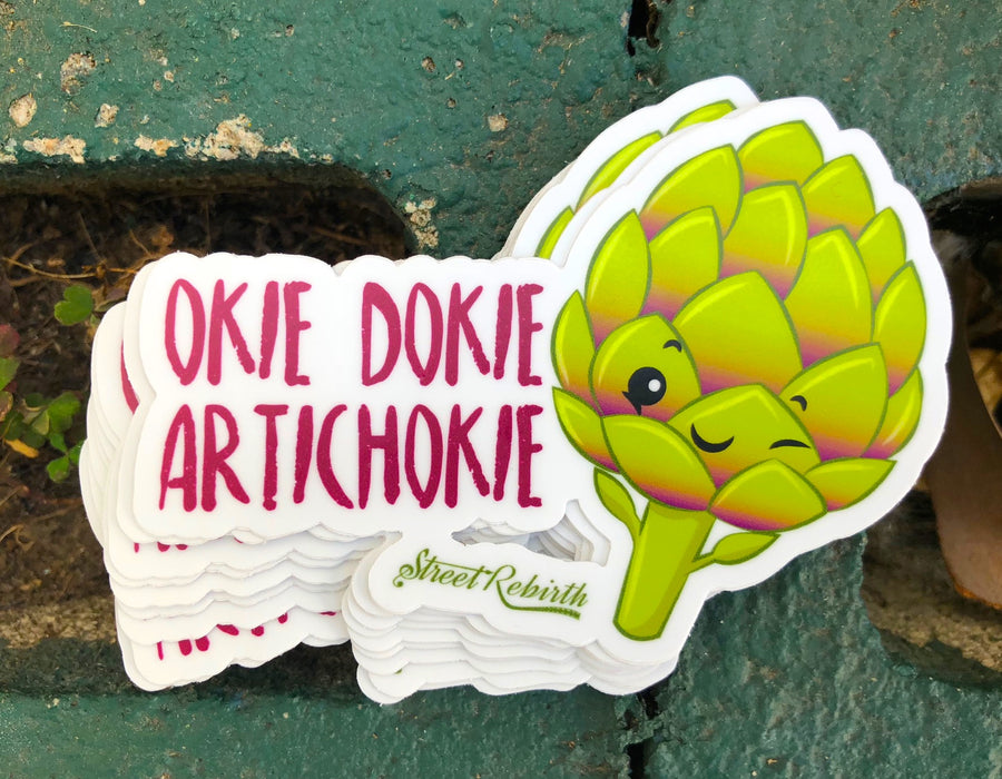 Waterproof vinyl sticker featuring an original humorous illustration
