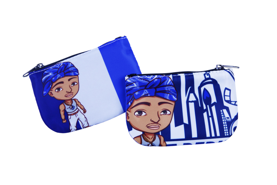 Compact coin purse with an original hip hop music retro printed design