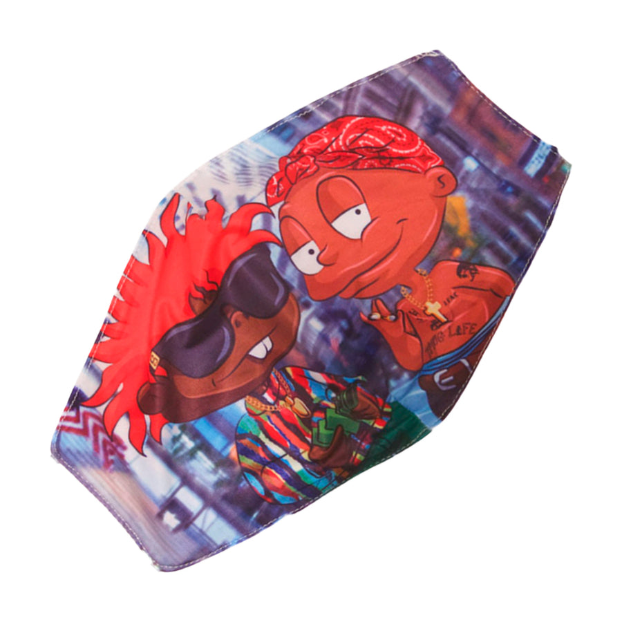 Reusable fashion face mask with an original hip hop music retro printed design