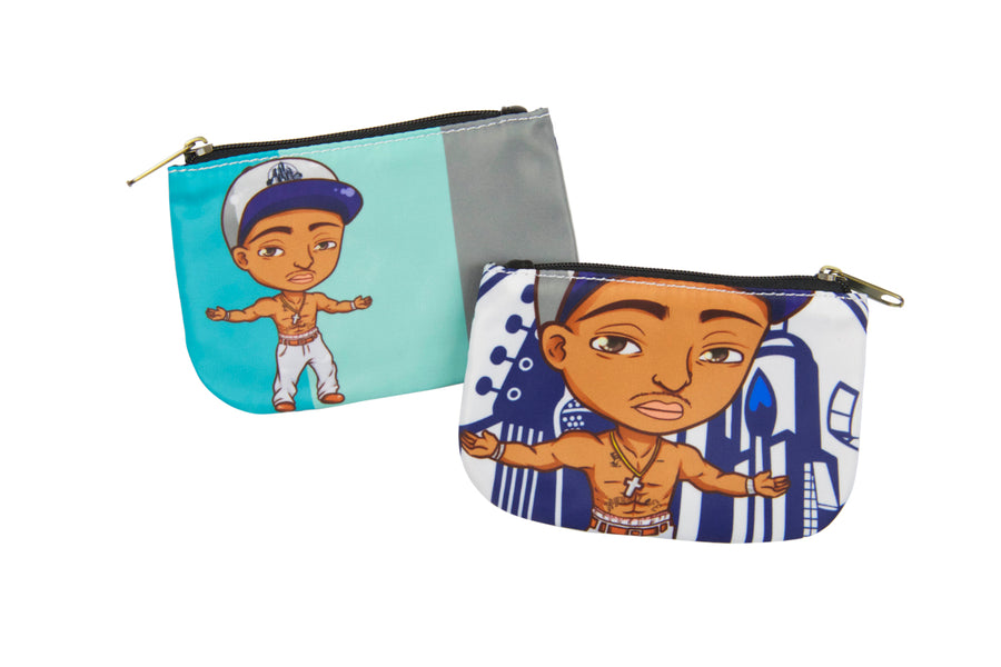 Compact coin purse with an original hip hop music retro printed design
