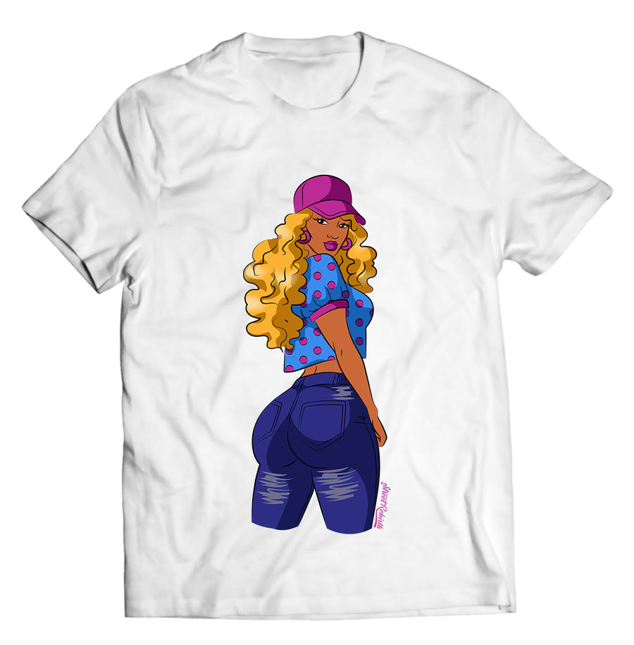 Unisex graphic T-shirt featuring an original humorous retro cartoon-style illustration
