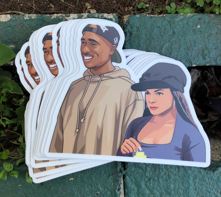 Waterproof vinyl sticker featuring an original romantic retro illustration